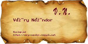 Váry Nándor névjegykártya